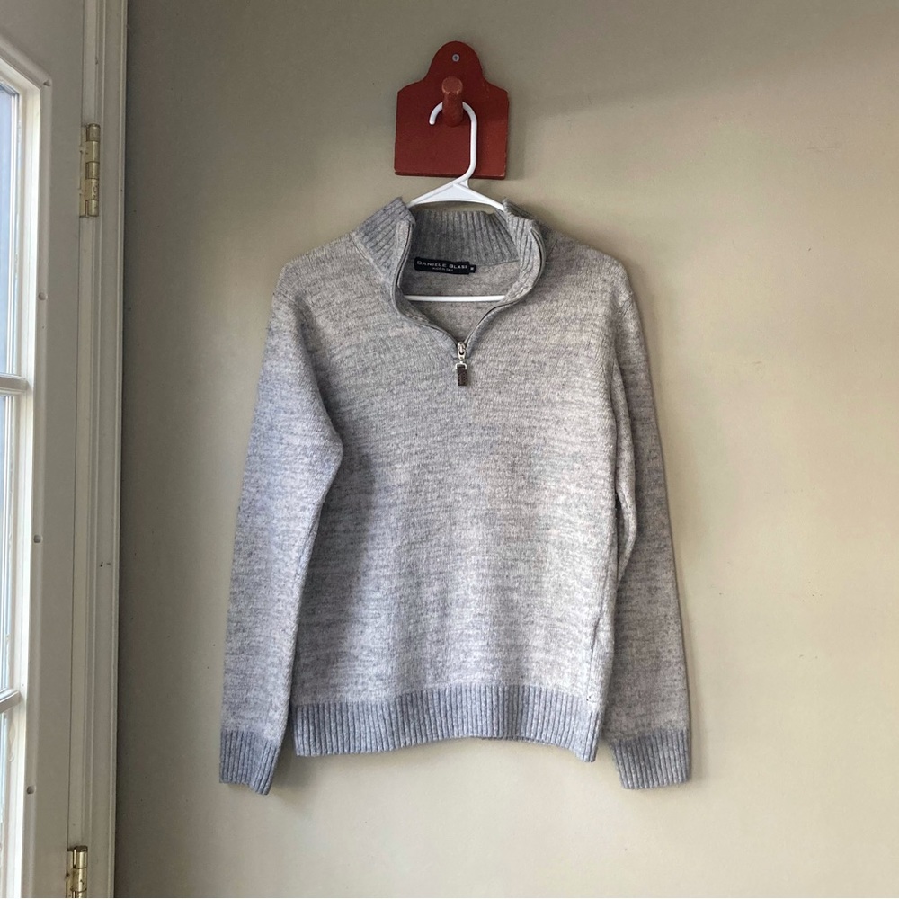 Daniele Blasi Grey Wool Blend Quarter Zip Sweater M